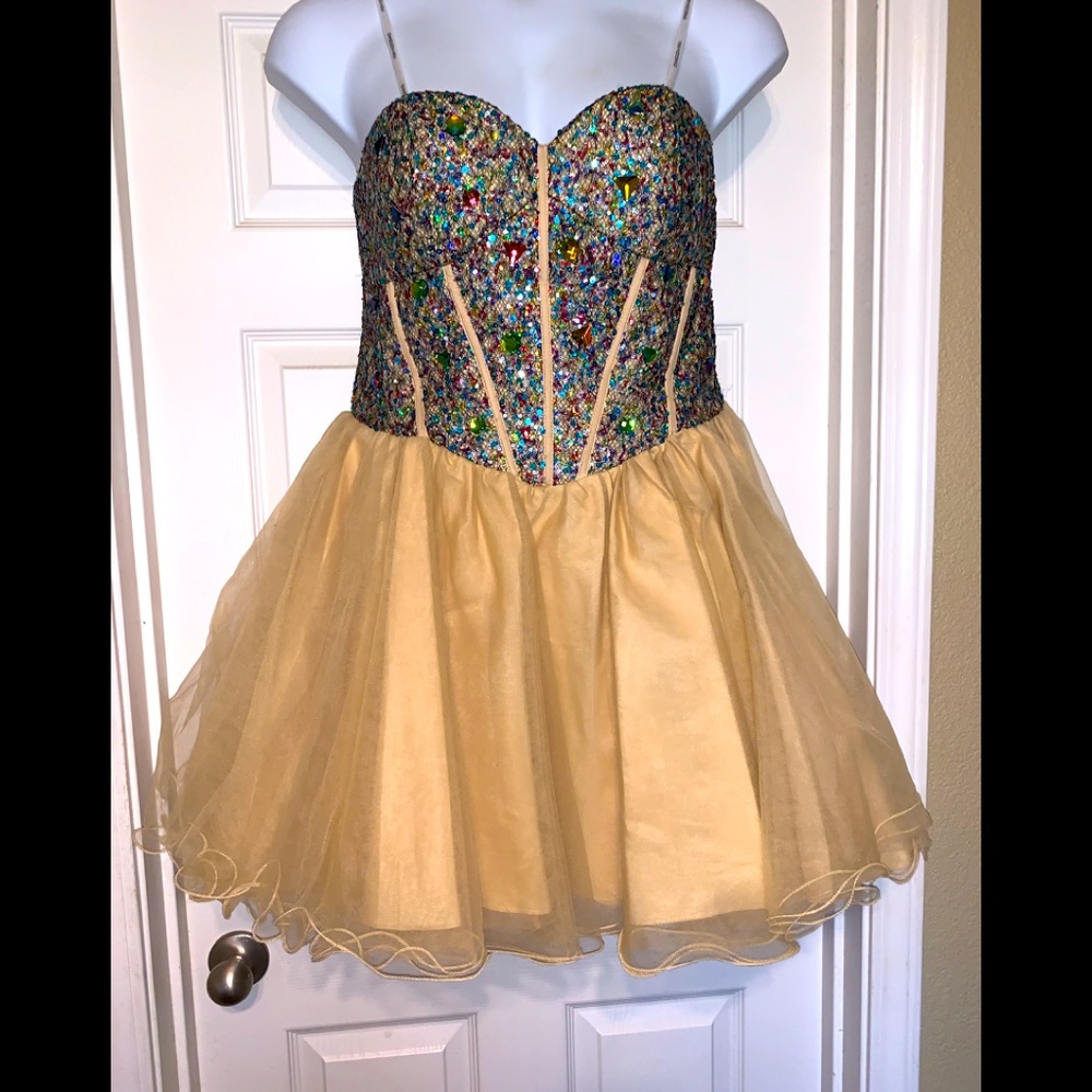 Prom sequin nude prom/graduation dress size large